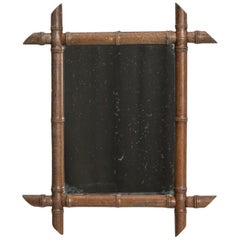 Faux Bamboo Wall Mirror, French Provincial Wood, Antique, Circa 1900
