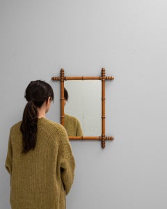 Faux Bamboo Wall Mirror, Wood Frame, French Provincial Style
