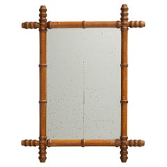 Faux Bamboo Wall Mirror, Wood Frame, French Provincial Style