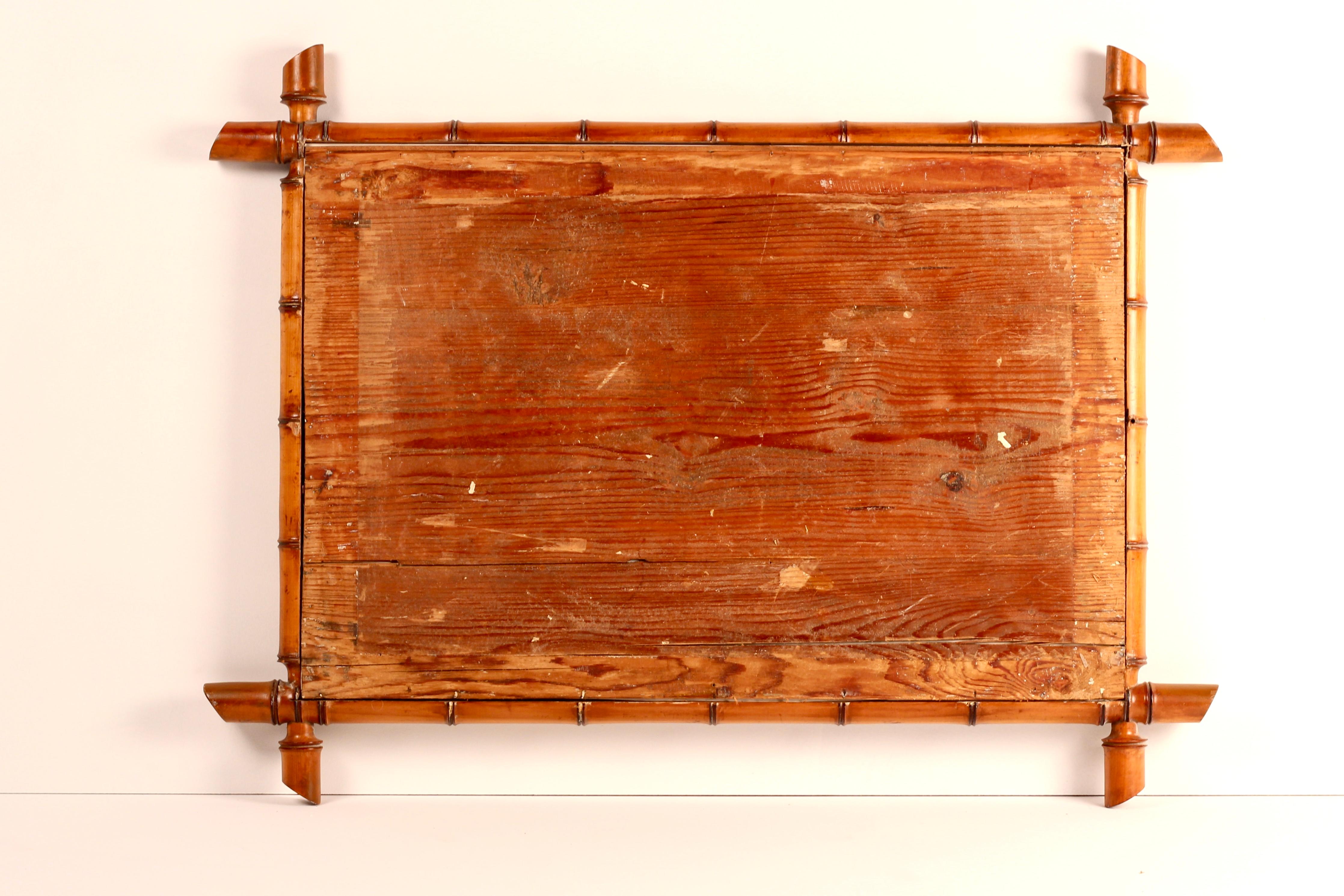 Faux Bamboo Walnut large Framed Mirror, France mid 1800’s For Sale 11