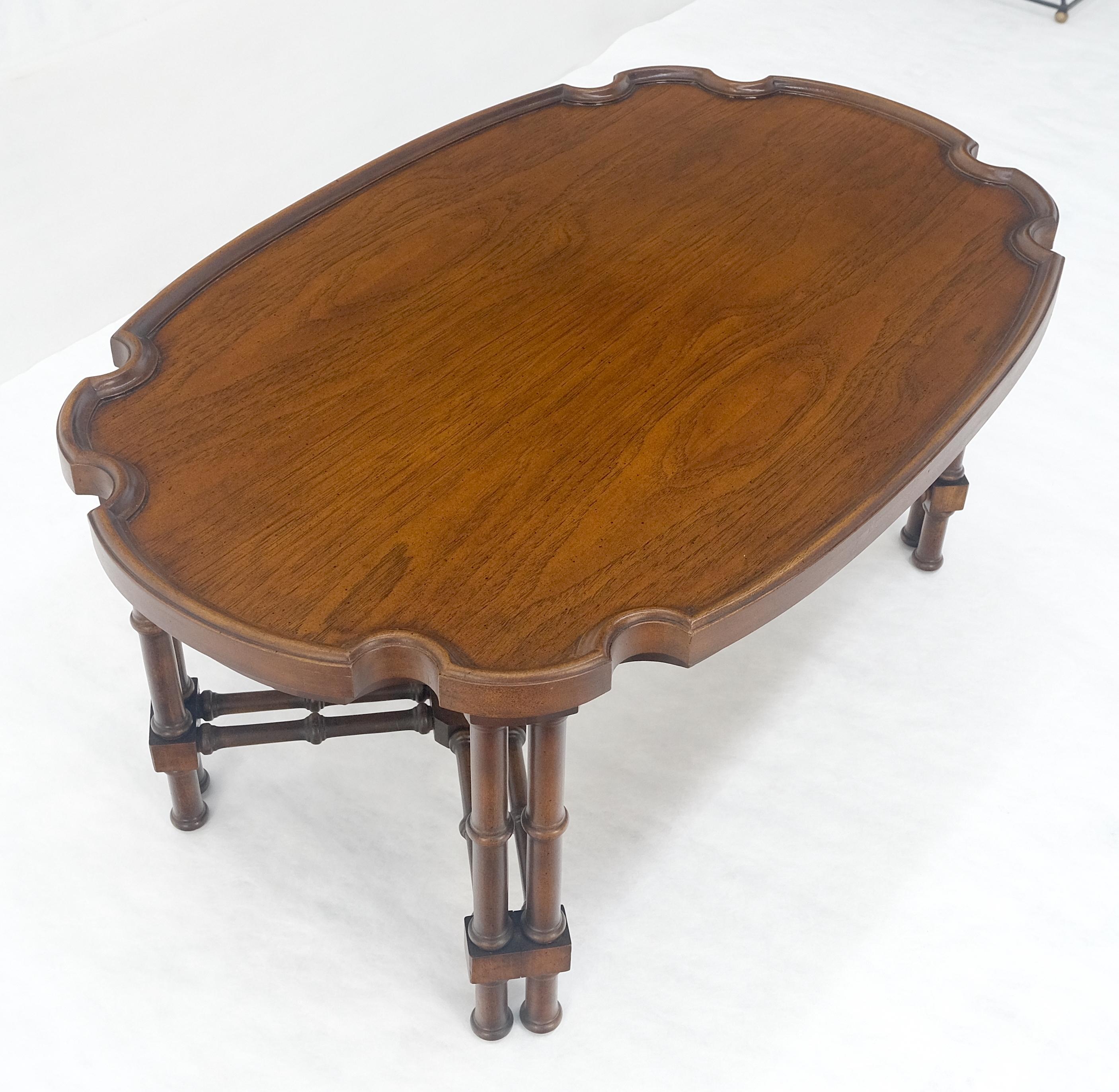 Faux Bamboo Walnut Oval Shield Shape Compact 37