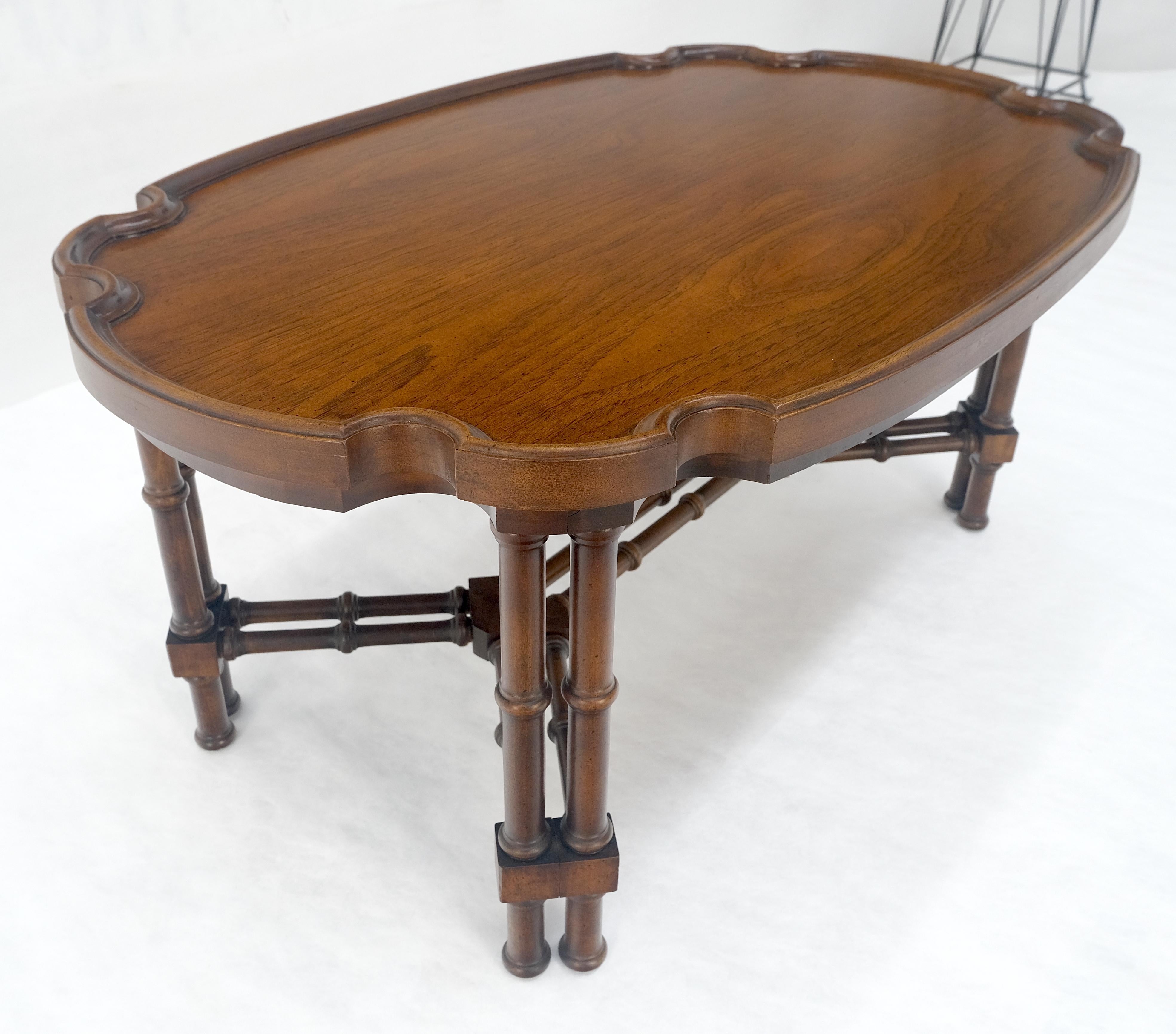 Faux Bamboo Walnut Oval Shield Shape Compact 37