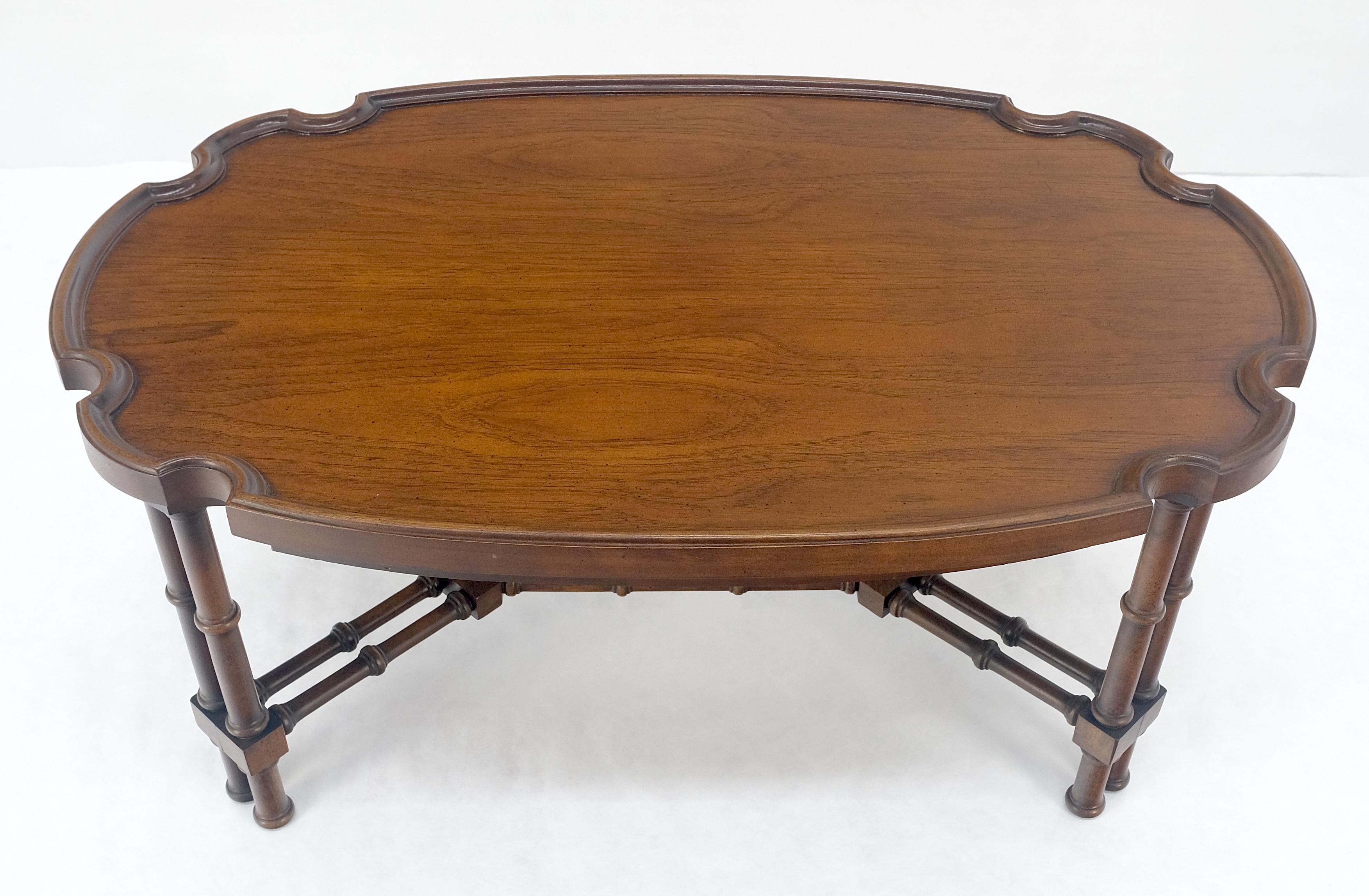 Mid-Century Modern Faux Bamboo Walnut Oval Shield Shape Compact 37