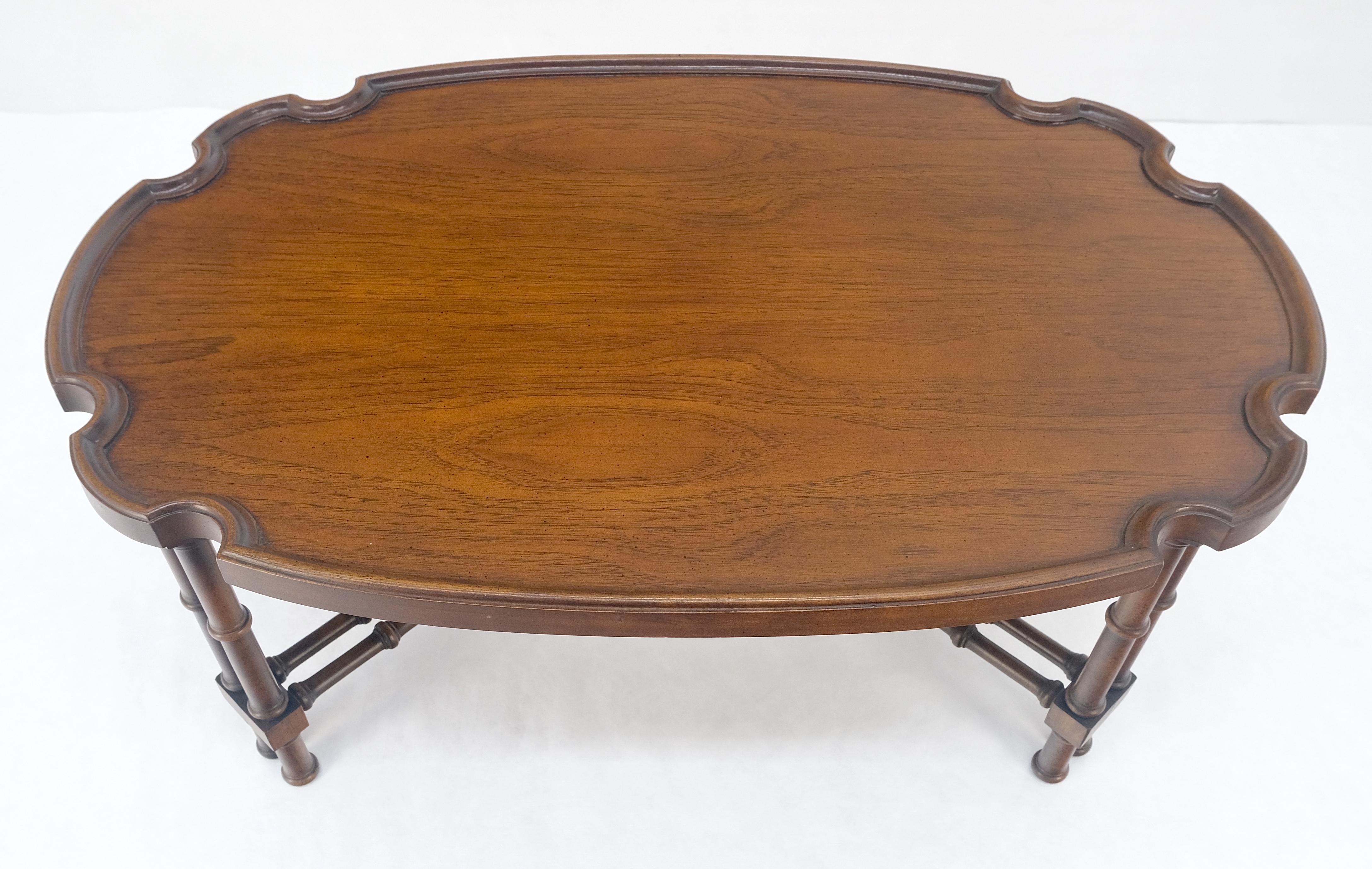 Lacquered Faux Bamboo Walnut Oval Shield Shape Compact 37