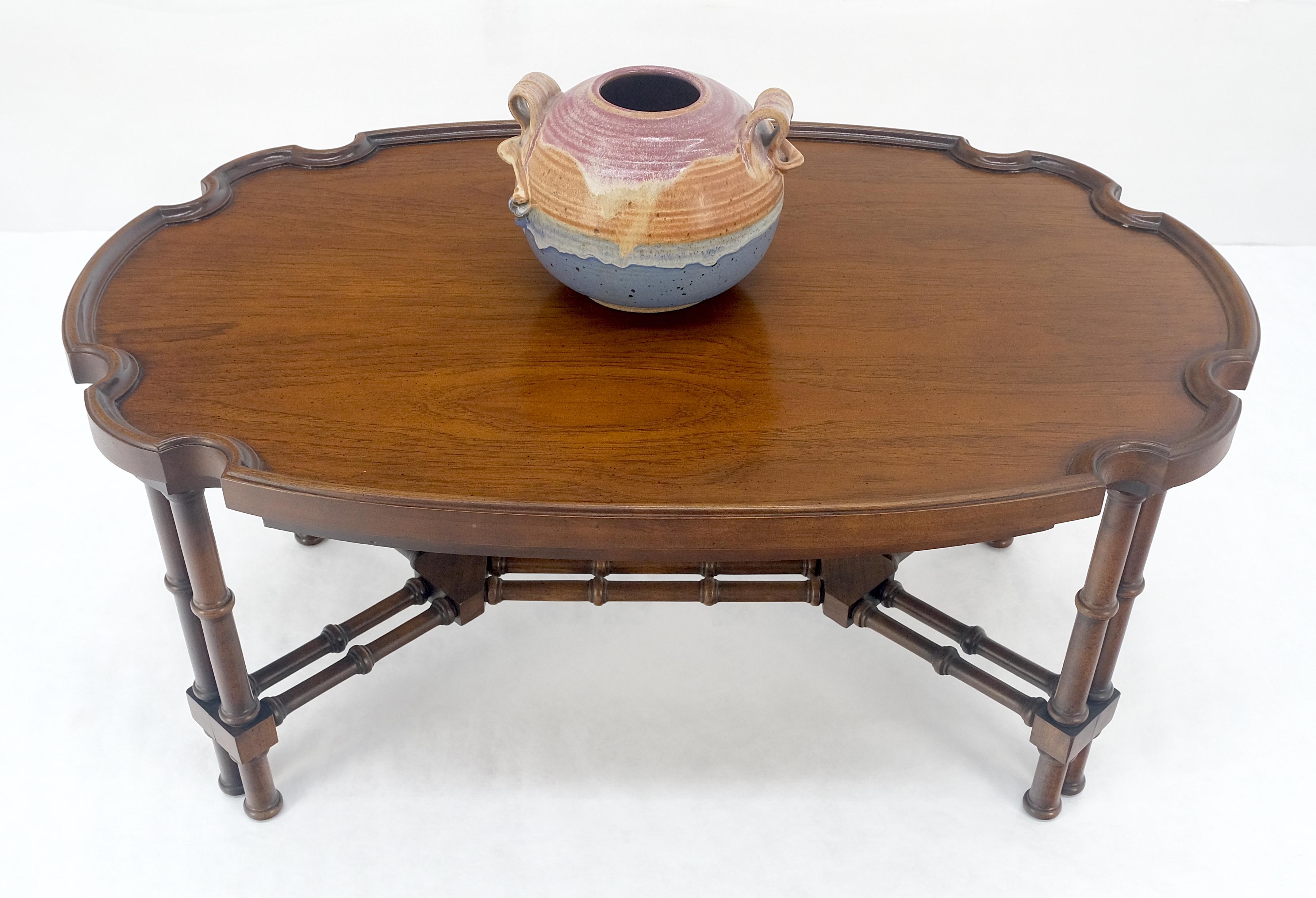 20th Century Faux Bamboo Walnut Oval Shield Shape Compact 37