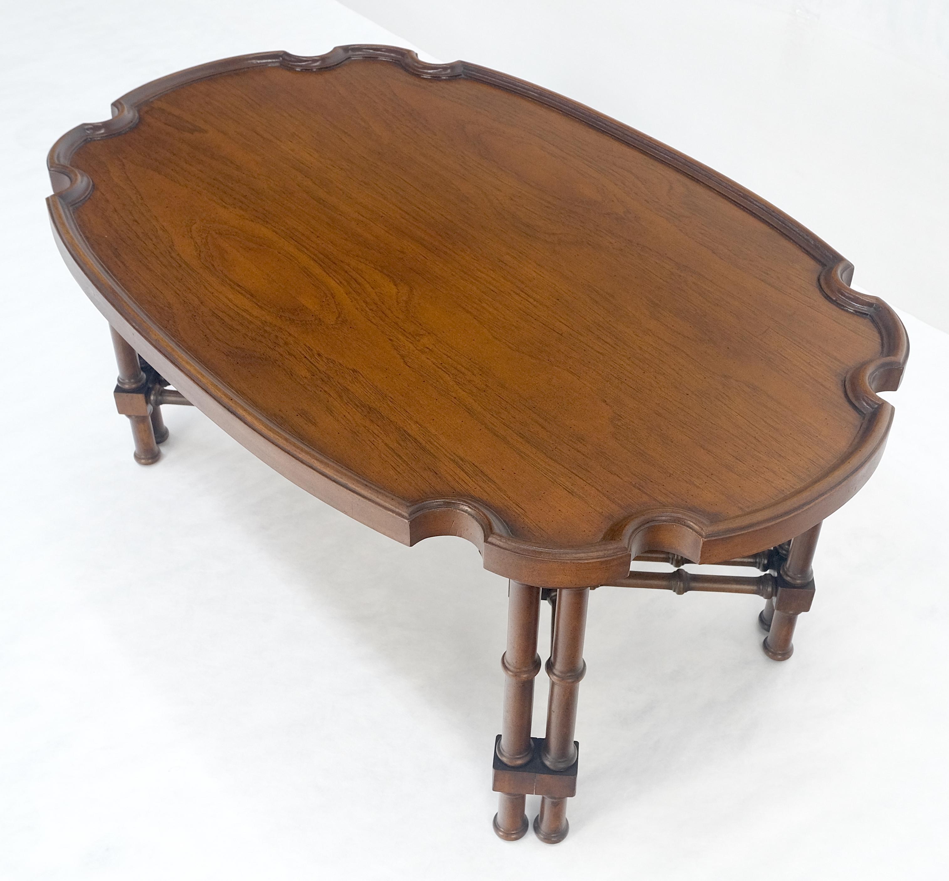 Faux Bamboo Walnut Oval Shield Shape Compact 37