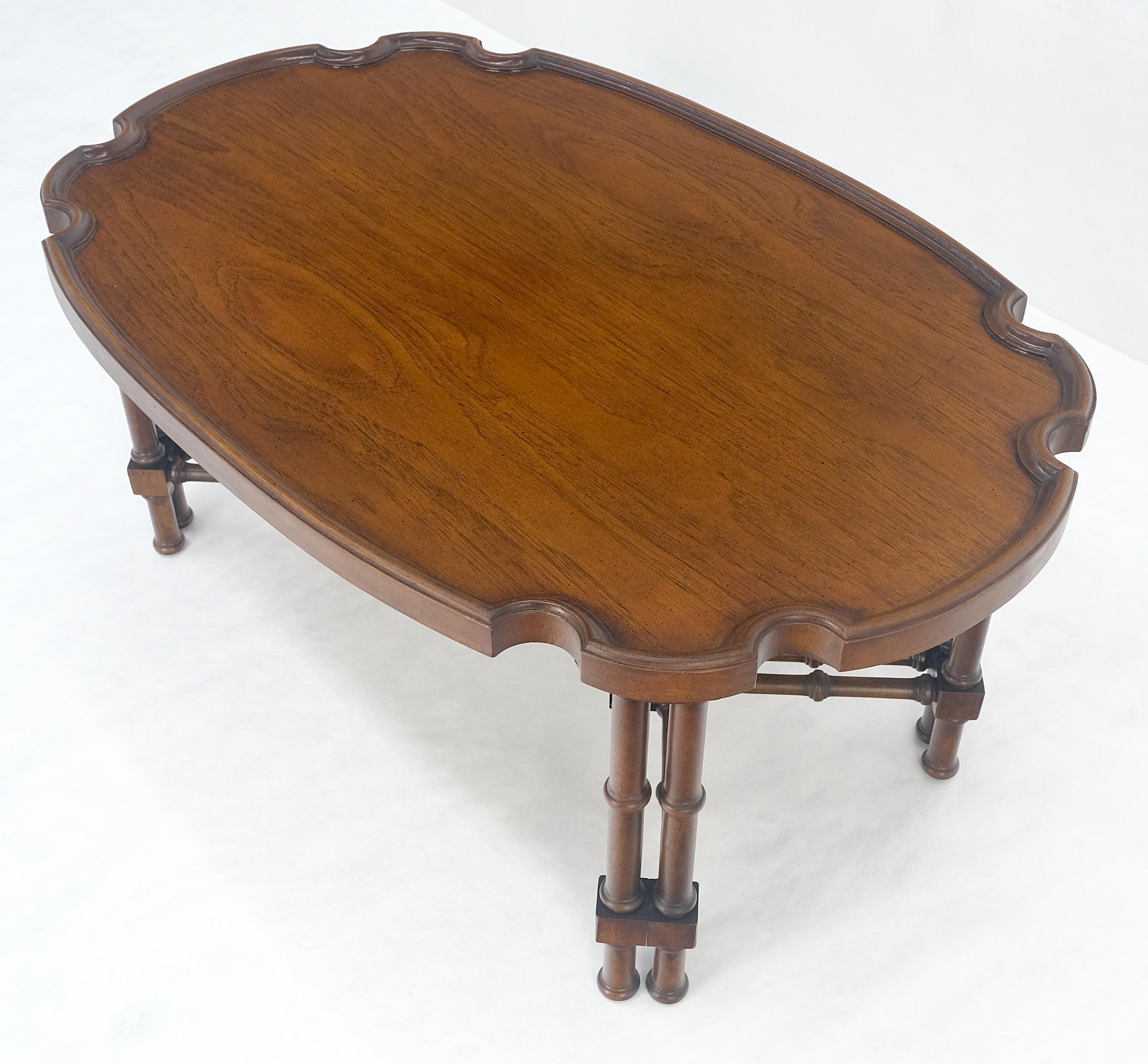 Faux Bamboo Walnut Oval Shield Shape Compact 37