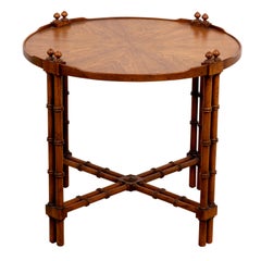 Faux Bamboo Walnut Side Table
