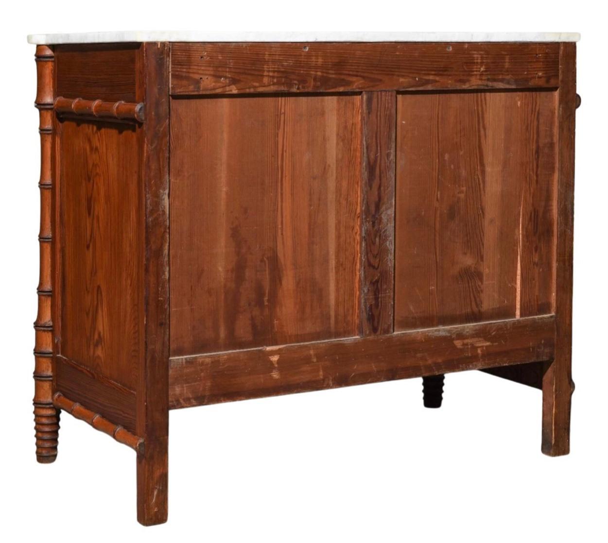 Aesthetic Movement Faux Bamboo White Marble Top Chest For Sale