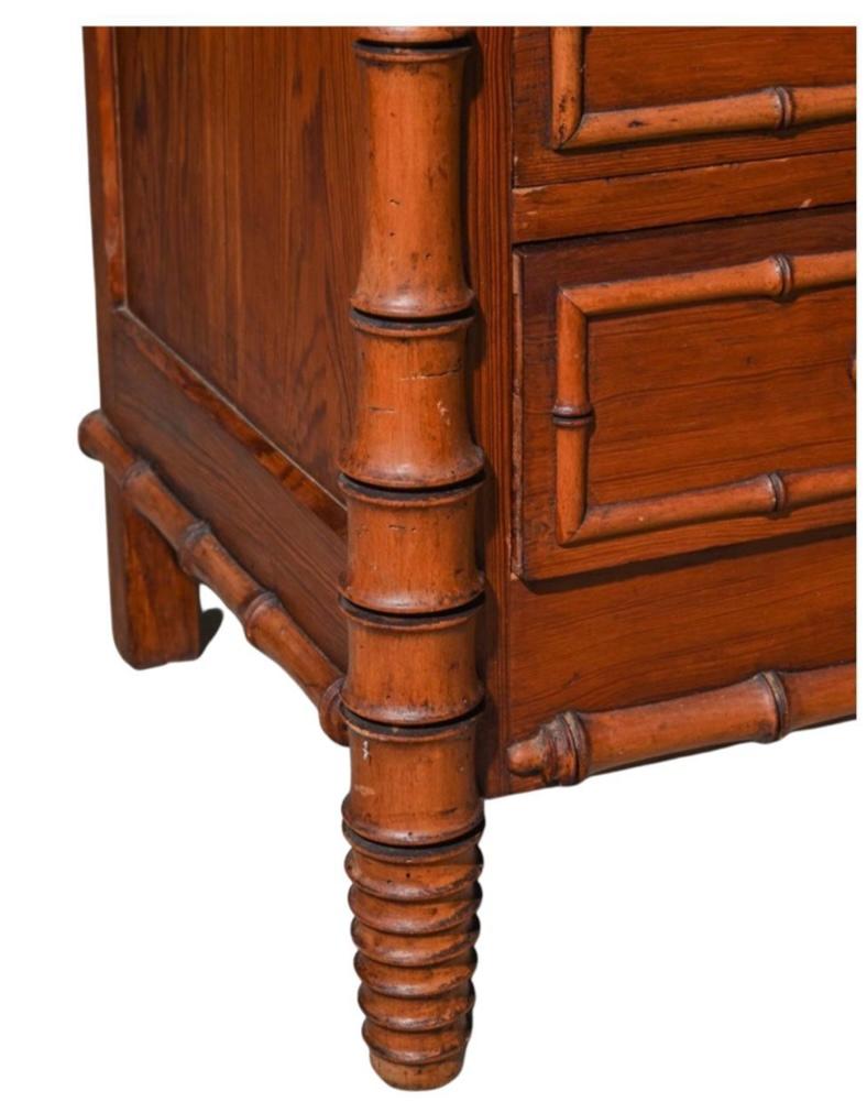 American Faux Bamboo White Marble Top Chest For Sale