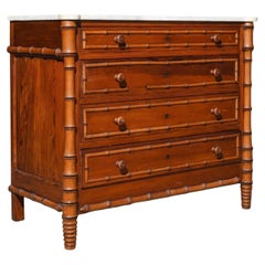 Faux Bamboo White Marble Top Chest