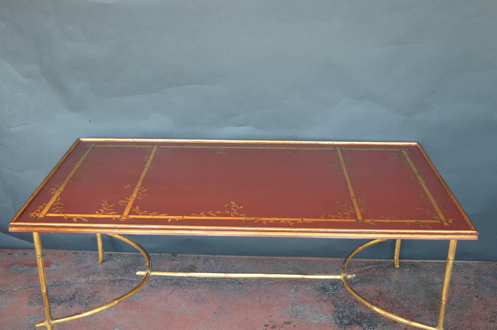 Coffee table with chinoiserie top.