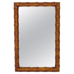 Faux Bamboo Wood Mirror Tortoise Finish 34" height x 21.75" width Chinoiserie