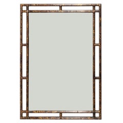 Specchio in finto legno di bambù, finitura tartaruga, 42" x 30", stile chinoiserie