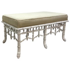 Faux Bamboo Wooden Bench with Upholstered Top