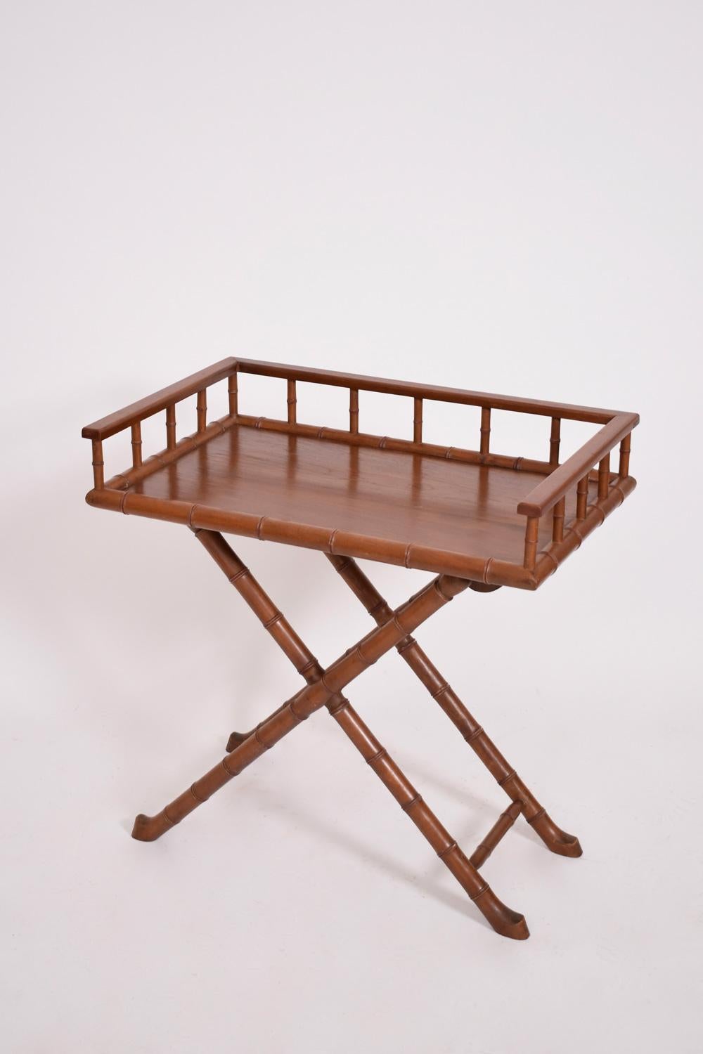 Faux bamboo wooden folding table console, 1920s In Excellent Condition For Sale In Lisboa, PT