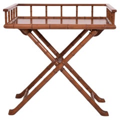 Console de table pliante en bois de faux bambou, années 1920