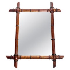 Faux Bamboo Wooden Mirror, France, 1960s
