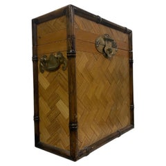 Vintage Faux Bamboo Woven Rattan Box