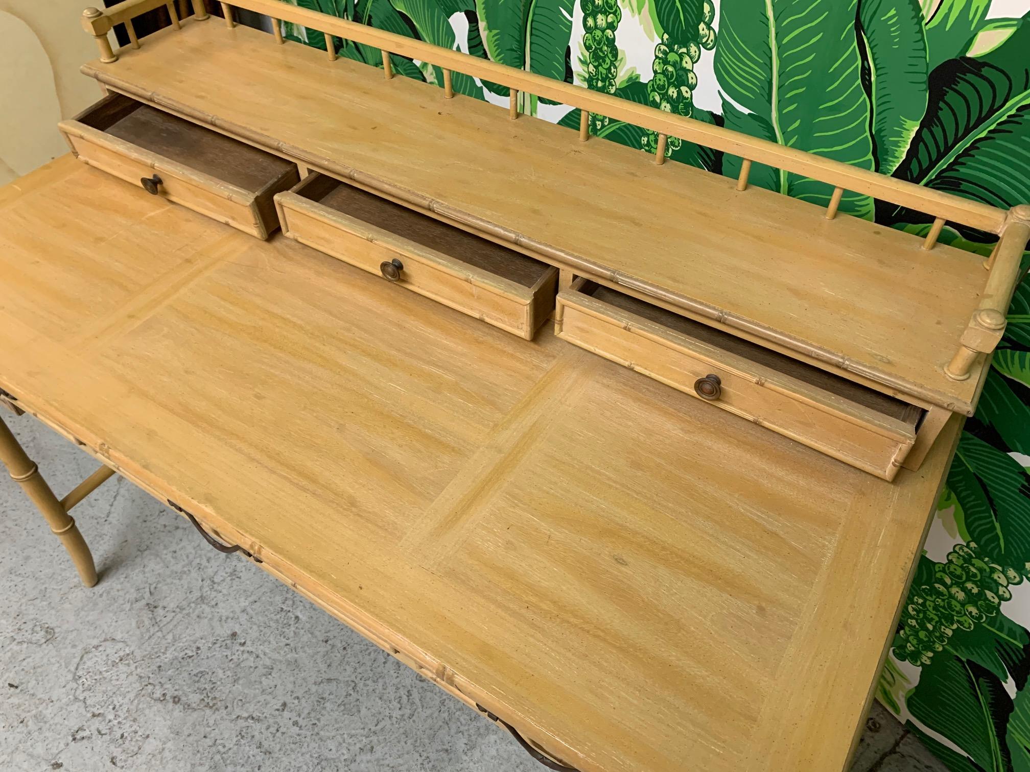 Faux Bamboo Writing Desk by Raymond Sobota for Century Furniture In Good Condition In Jacksonville, FL