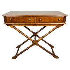 Server credenza Dry Bar in finto bambù con base a X in stile Campaigner di Lane's