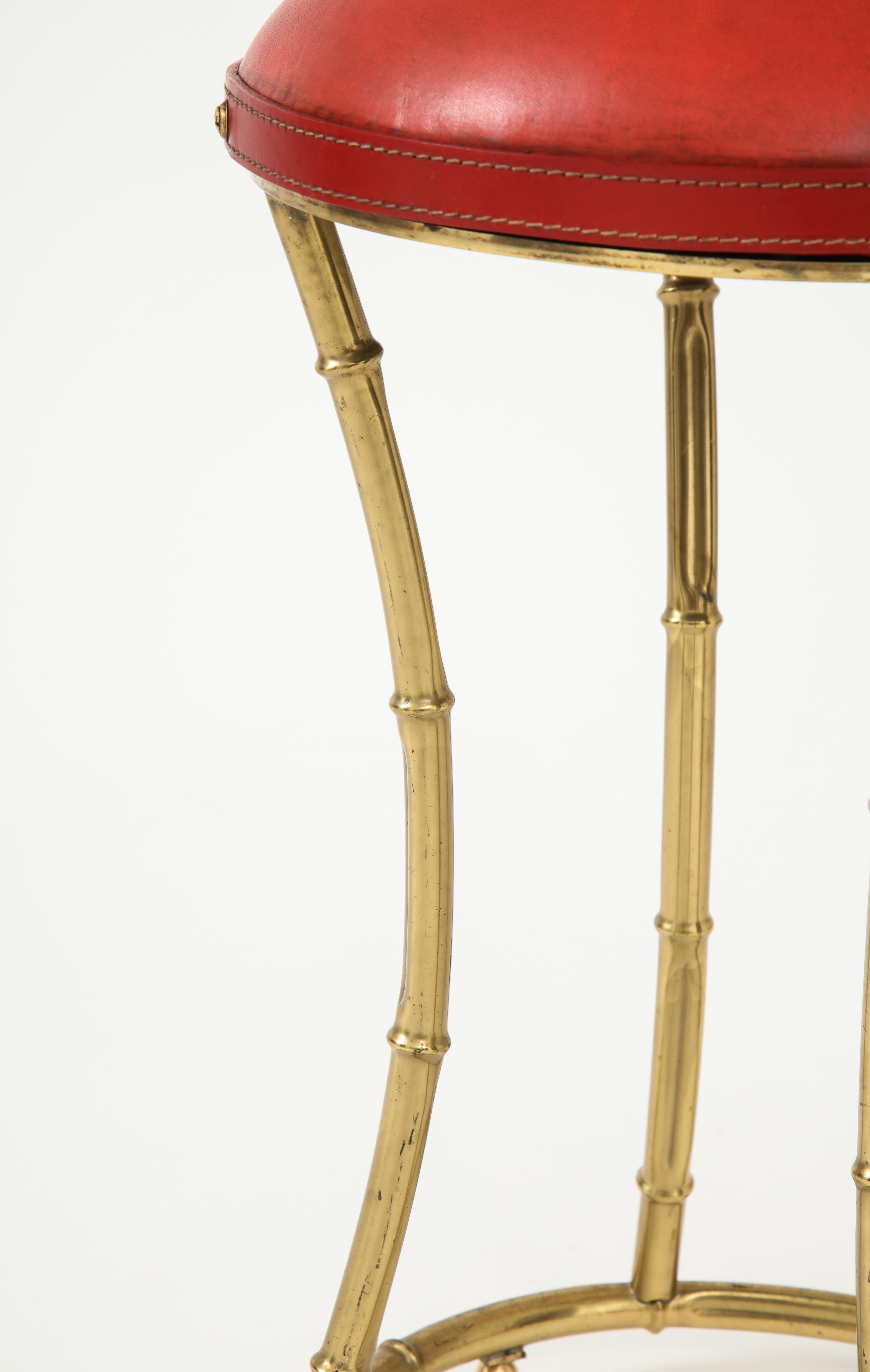Mid-20th Century Faux Bambou stool By Jacques Adnet For Sale