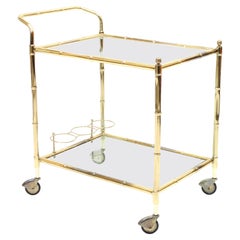 Vintage Faux Bambu Brass Bar Cart, 1970s