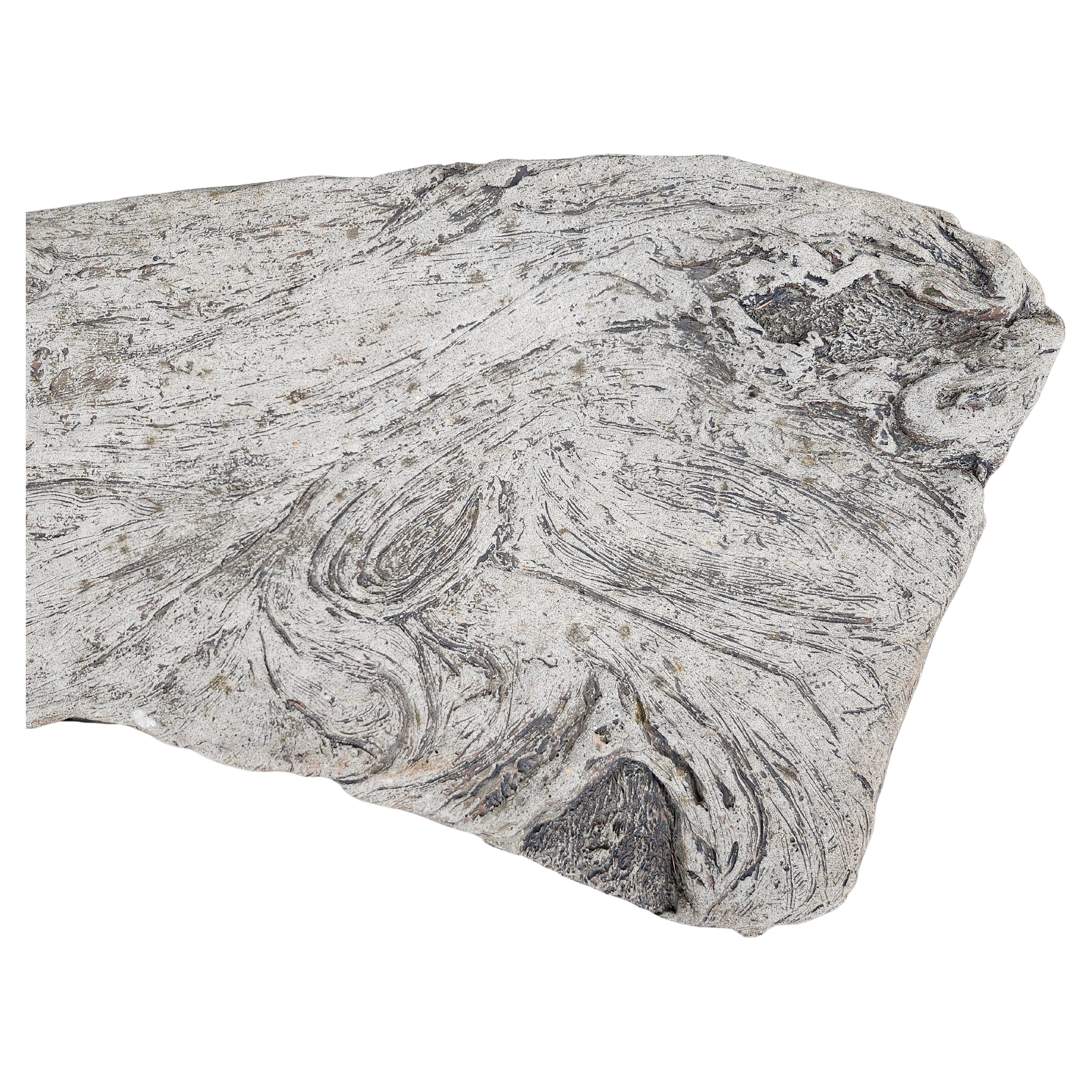 Spectacular 3 piece faux Bois cast stone garden bench. Perfect for numerous areas such as a feature in your sitting garden or on the patio near the doorway to your house, possibly used inside as a entryway bench to sit and remove shoes. Very
