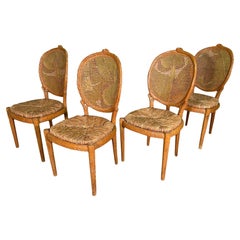 Faux Bois and Cane Dining Chairs