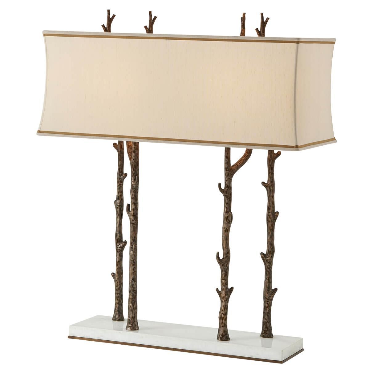 Faux Bois and Marble Table Lamp