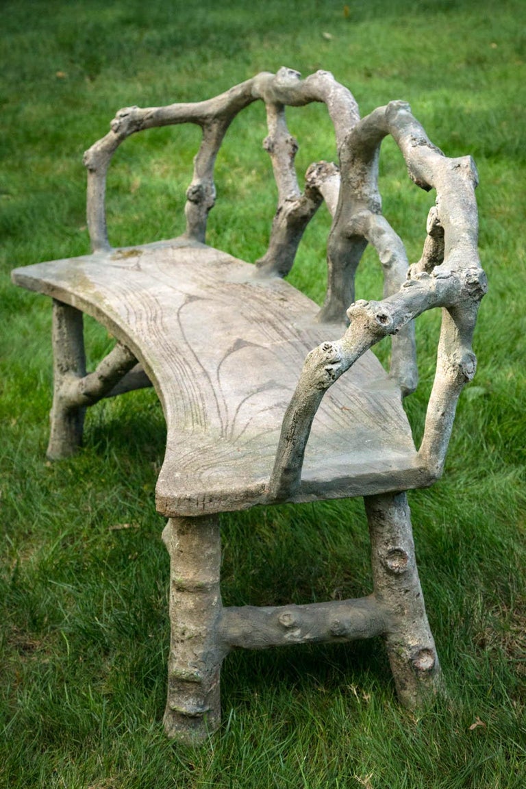 Faux Bois Bench with Naturalistic Design For Sale at 1stdibs