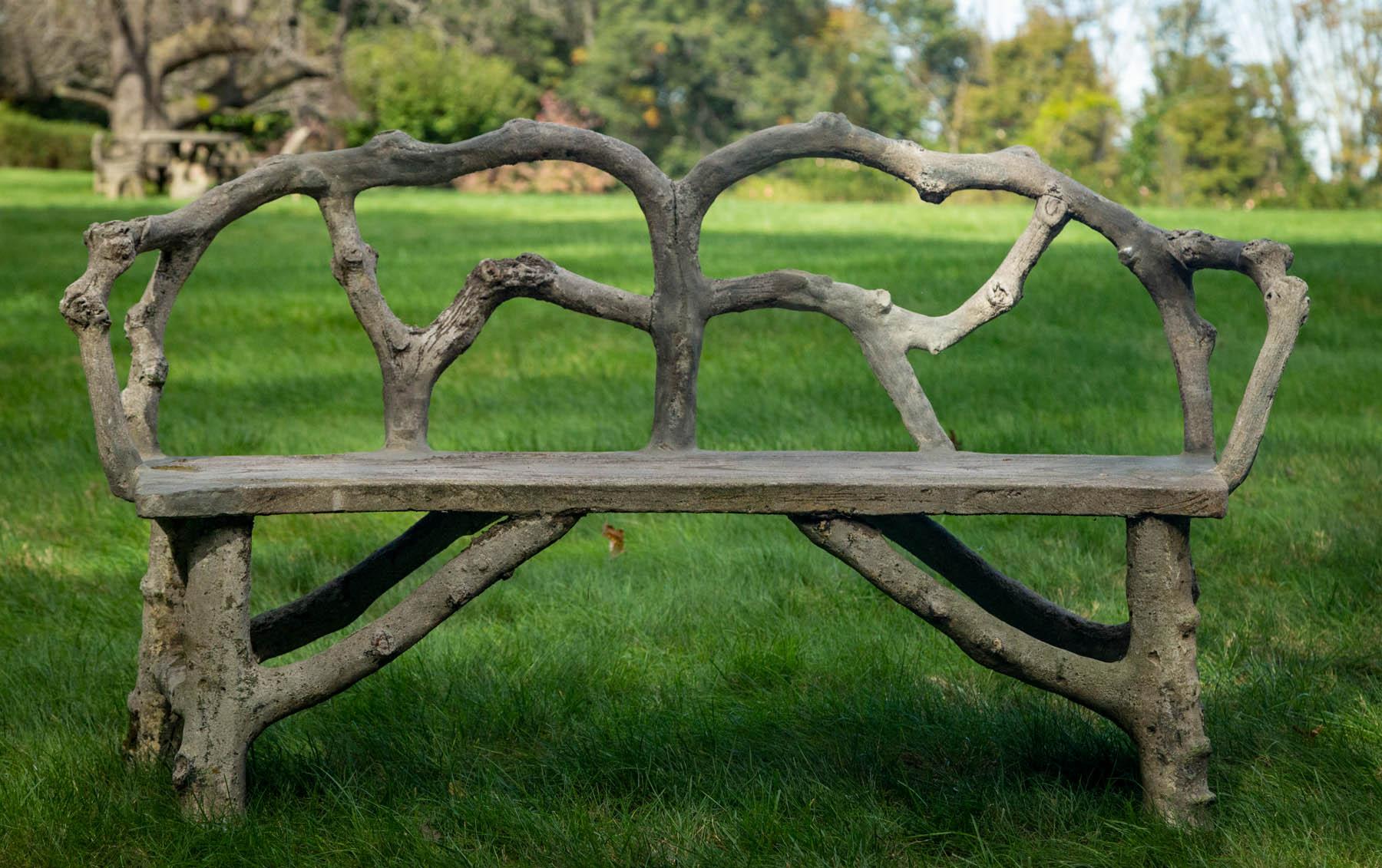 French Faux Bois Bench with Naturalistic Design
