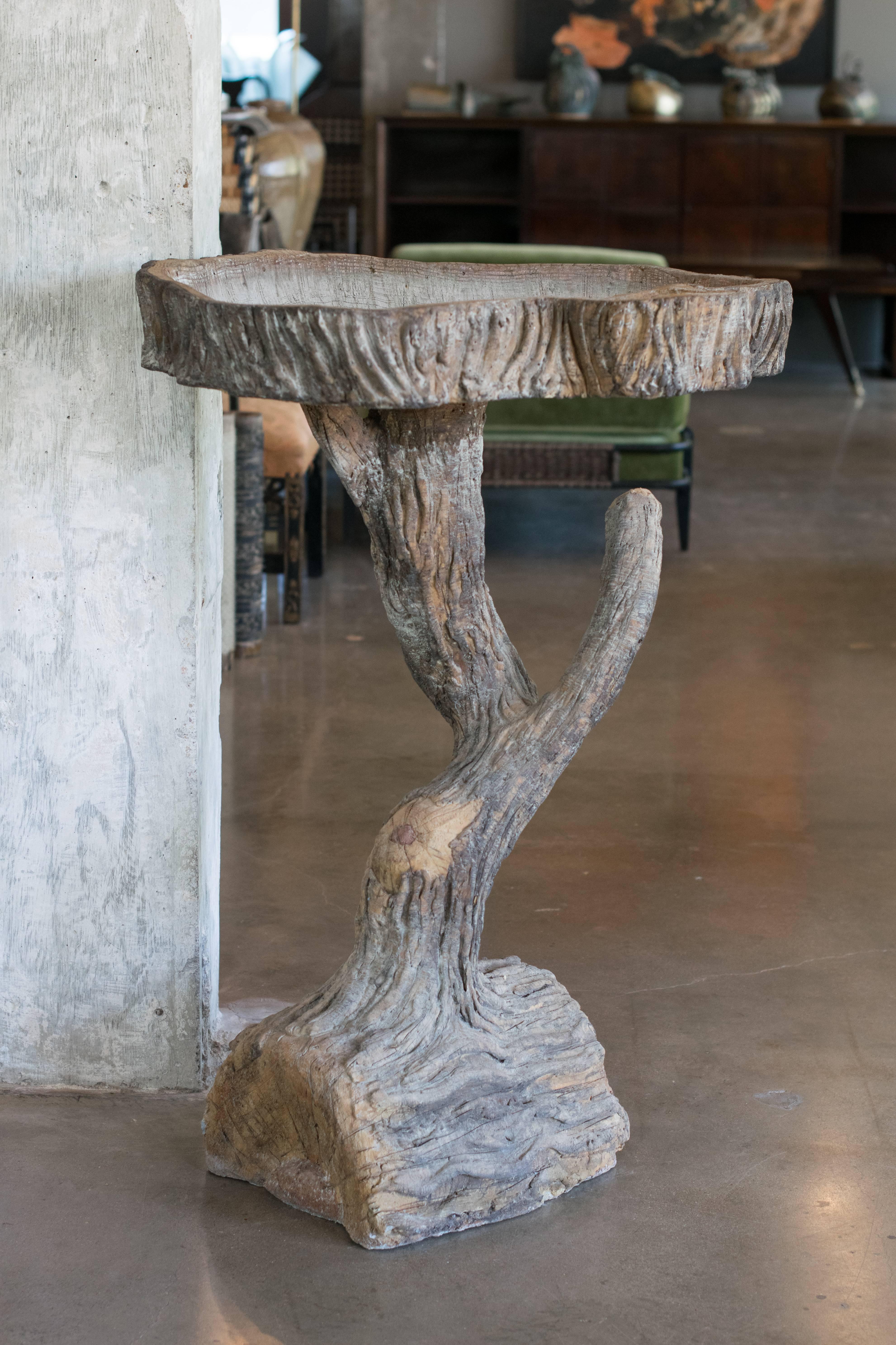 American Faux Bois Birdbath or Stand, San Antonio, Texas, Signed