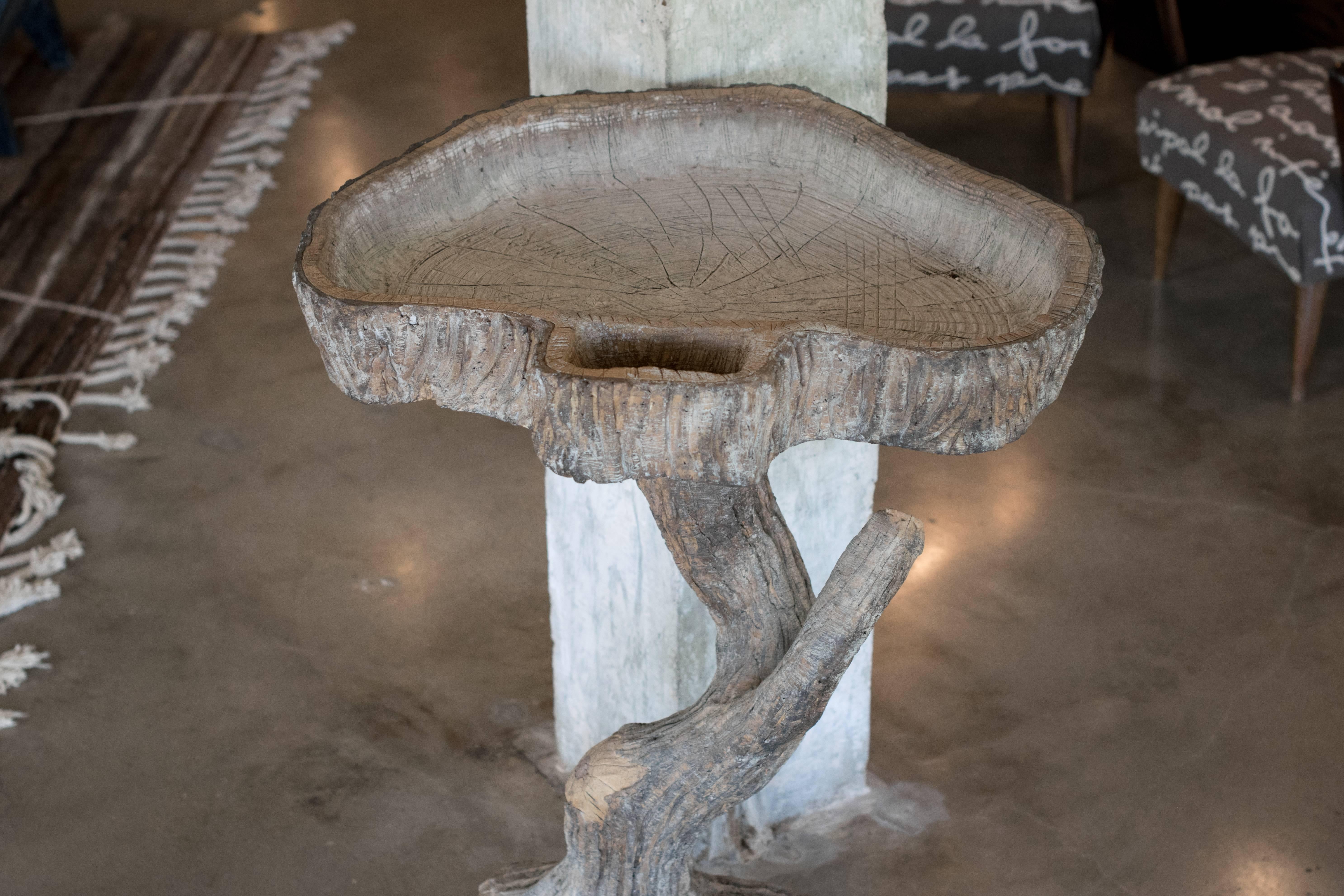 20th Century Faux Bois Birdbath or Stand, San Antonio, Texas, Signed