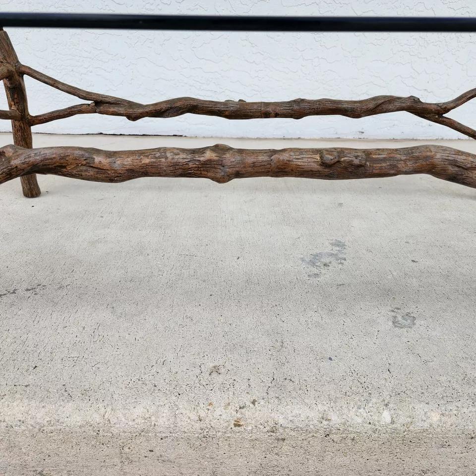 Faux Bois Branch Coffee Table Metal & Glass For Sale 8