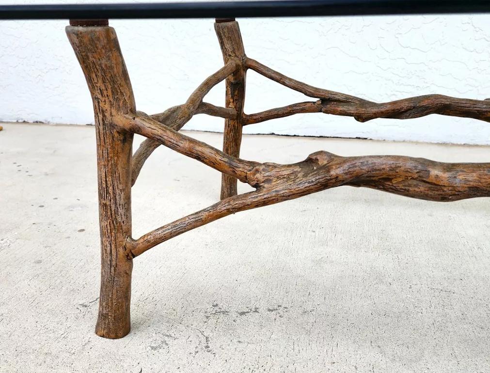 Faux Bois Branch Coffee Table Metal & Glass For Sale 9