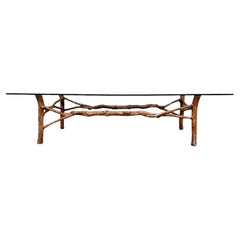 Faux Bois Branch Coffee Table Metal & Glass