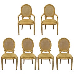 Faux Bois Forma de rama Respaldo de caña Asiento de junco Madera tallada Ramita Silla de comedor Set