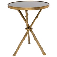 Faux Bois Bronze and Granite Side Table