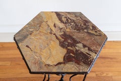 Faux Bois Bronze Center Table with Marble Top In the Style of Giacommeti