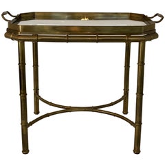 Faux Bois Campaign Style Patinated Brass Tray Table, by Mastercraft