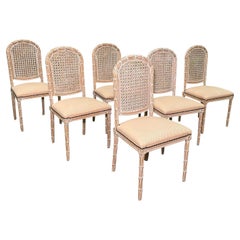 Vintage Faux Bois Cane Back Dining Chairs by Fratelli Boffi