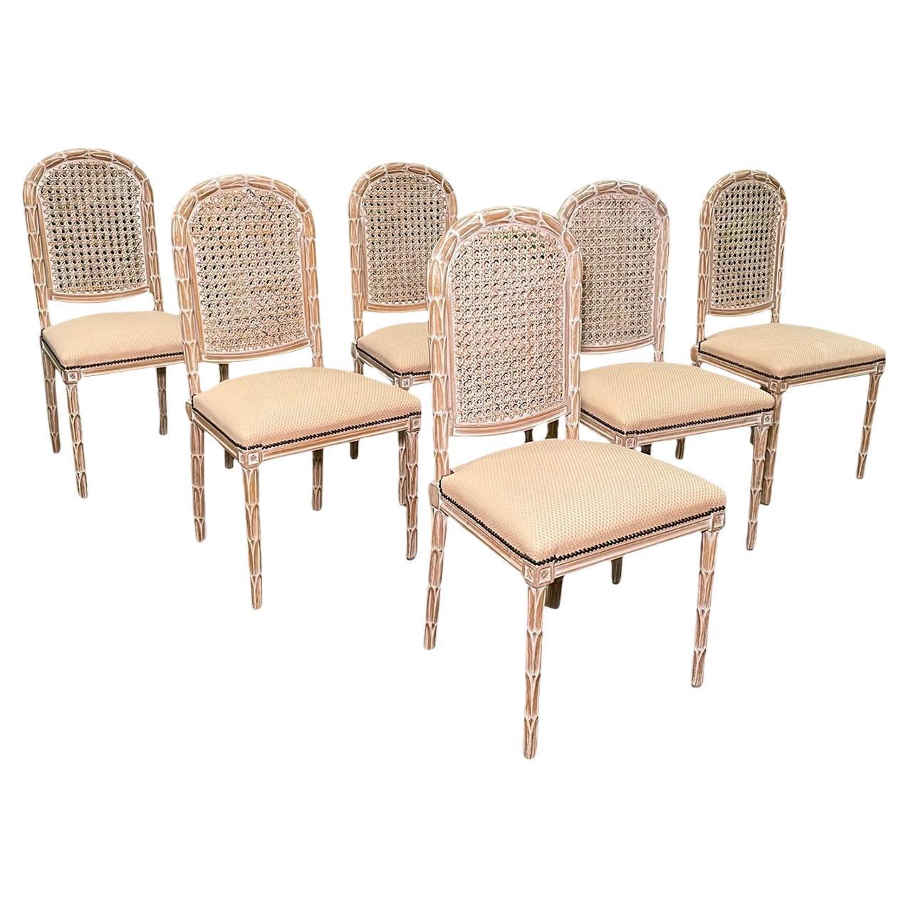 Faux Bois Cane Back Dining Chairs by Fratelli Boffi For Sale