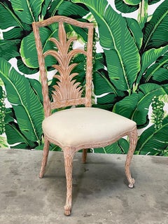 Faux Bois Carved Wood Dining Chairs