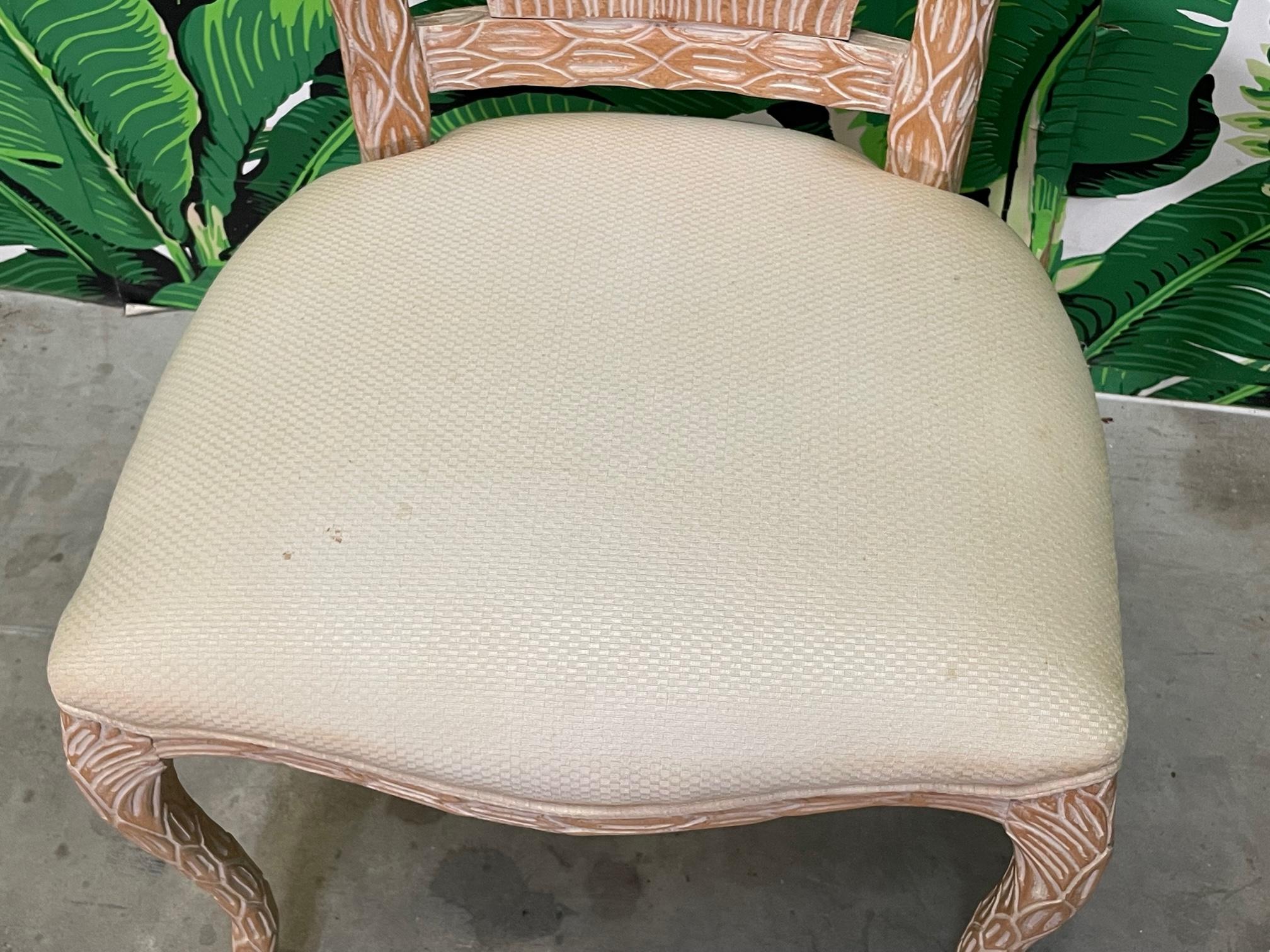 Faux Bois Carved Wood Dining Chairs For Sale 3