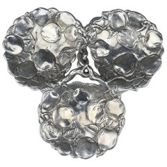 Faux Bois Cast Aluminum Silver Apple Design Condiment Platter by Arthur Court