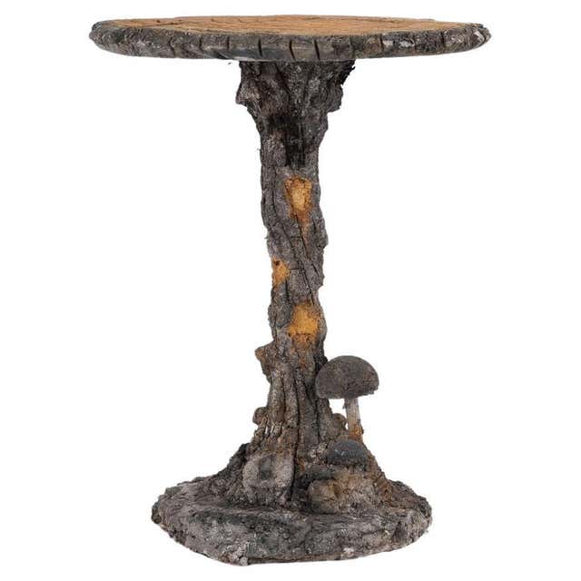 A French or Italian Cast Stone Faux Bois Garden Table, C. 1950. For ...