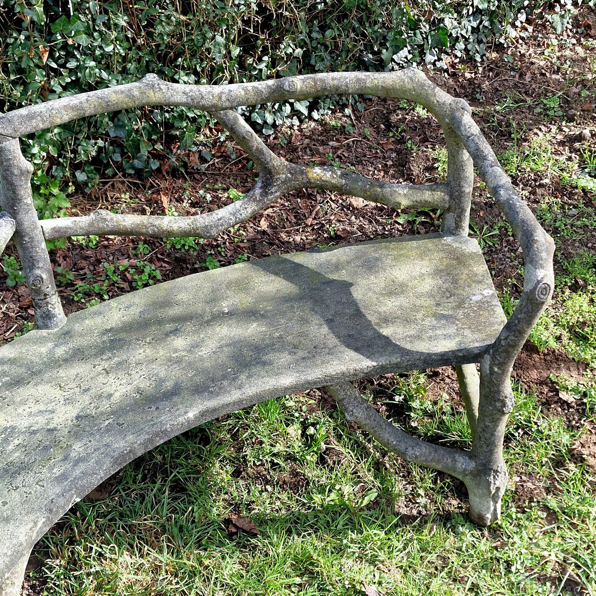 Faux Bois Cast Stone Weathered Bench, Belgium, 1950s 2