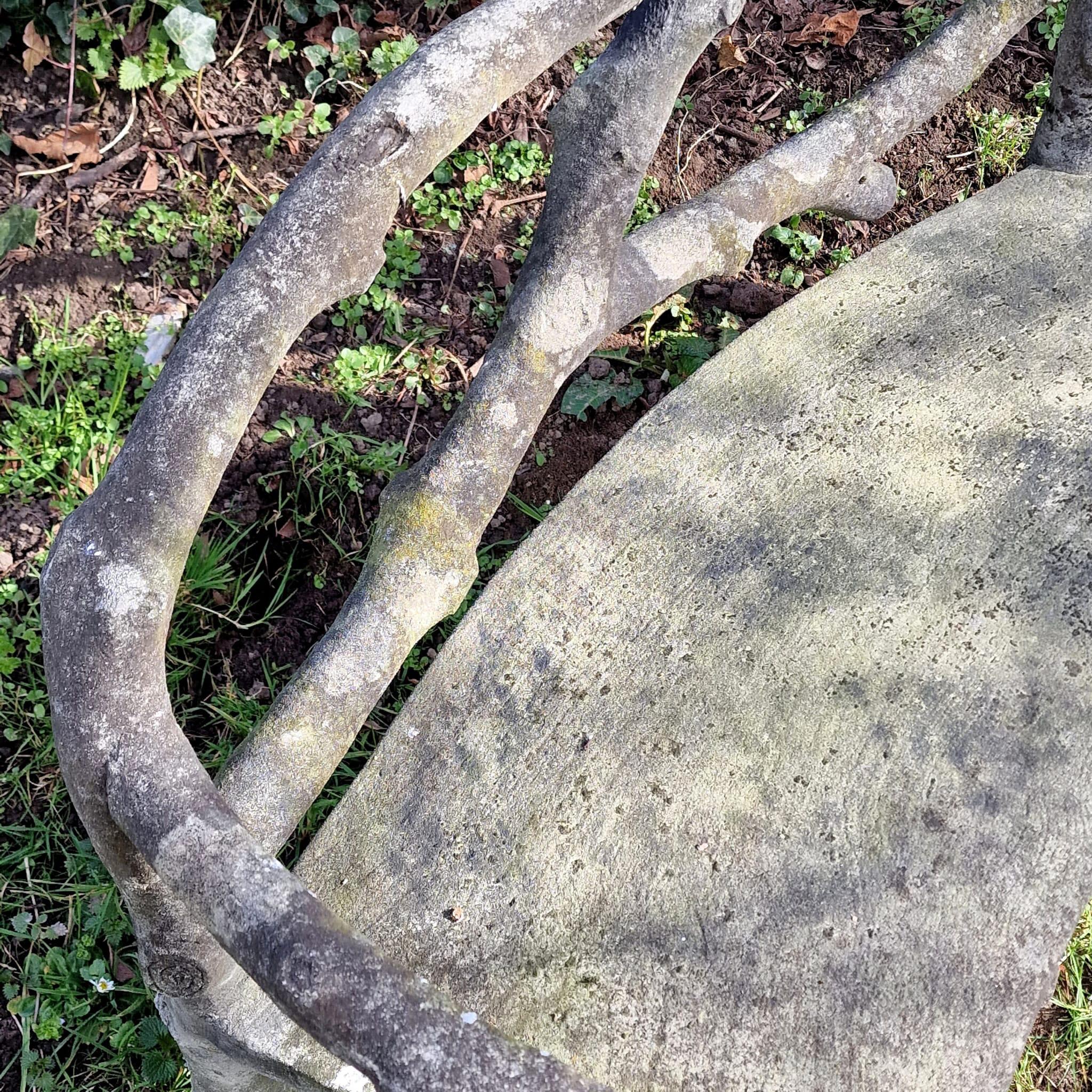 Faux Bois Cast Stone Weathered Bench, Belgium, 1950s 3