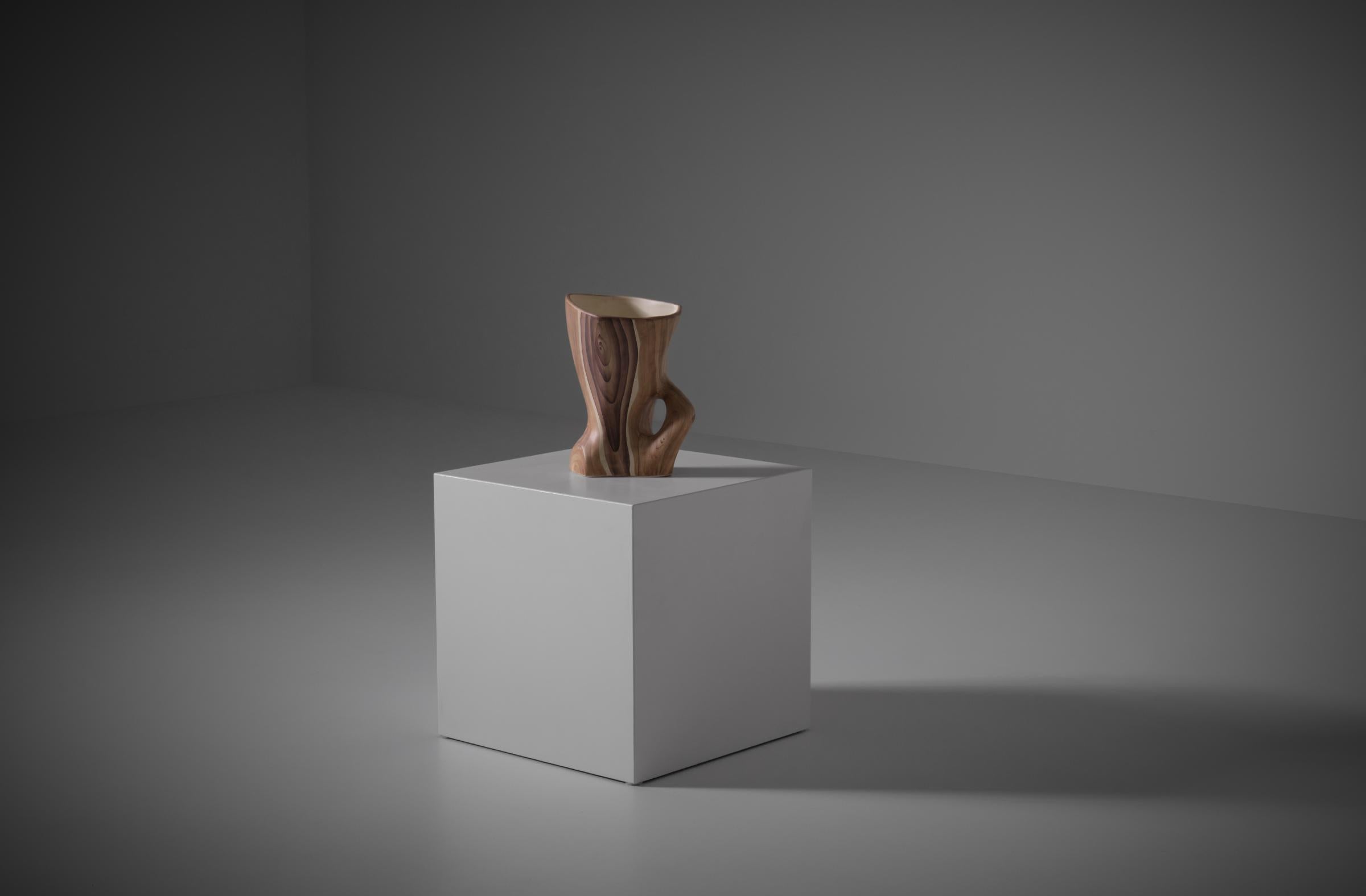 French ‘Faux Bois’ Ceramic Vase by Grandjean Jourdan, Vallauris 1950s